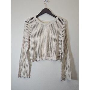 Rebellion off white cropped, Wool Blend Chunky Open Knit sweater. Women's Size S